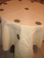 Beautiful elegant hand-embroidered woven tablecloth with lacy edges