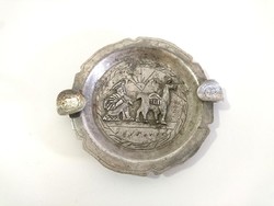 Old silver souvenir ashtray with 1906 Peruvian coins, 925, 38 grams