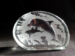 Dolphin glass paperweight