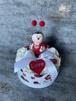 Rose box / flower box with ladybug ceramic figure for Valentine's Day