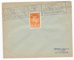 TOKAJI SZÜRETI NAP 1937. első napi bélyegzés