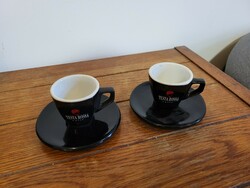 Italian ceramic coffee cups with testa rossa coasters