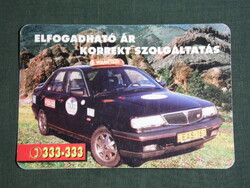Kártyanaptár,VOLÁN TAXI,Pécs Lancia Delta autó, 1996, (6)