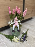 Beautiful maintenance-free table decoration flower artificial plant pearls in a tin pot nipp figurine with hanging legs