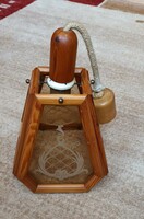 Retro wooden lamp with glass insert