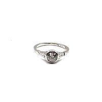 4882. Old white gold solitaire ring with diamonds