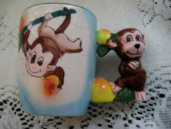 Monkey mug with monkey ears, unique handicraft