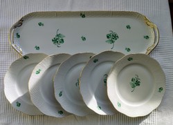 Herend green appony pattern cake set
