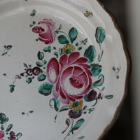 Bélaháza (Boleráz)? 1800 k. rózsás festett fajansz lapostányér