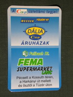Card calendar, coop store chain Pécs, dalia store, fema supermarket, 1998, (6)