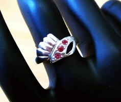 Ezüst női gyűrű, Pink köves apróság, Magyar 925-ös sterling ezüst