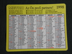 Card calendar, metro stores, name day, 1998, (6)
