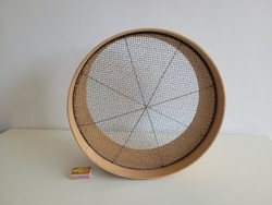 Old large size 39 cm wooden sieve sieve with a wooden frame