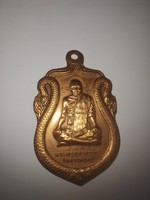 Double-sided Thai amulet, buddha, approx. 3 cm, presumably copper