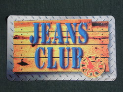 Card calendar, jeans club clothing fashion stores, Budapest, Pécs, Miskolc, Sopron, 1998, (6)