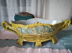 Table centerpiece porcelain marked in Art Nouveau style with flower patterns, potted planter,