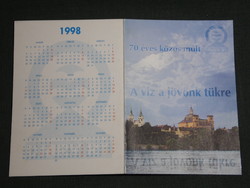 Card calendar, dmrv rt., Water supply company, Vác, Szentendre, Gödöllő, 1998, (6)