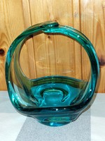 Gyönyörű retro kézműves üveg asztalközép, kínáló kosár