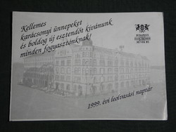 Kártyanaptár, Budapest Elektromos művek,grafikai,székház épület, névnapos,1999, (6)