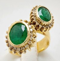 354T Beautiful 18k Gold 9.3G Colombian Emerald 2.5Ct Brilliant 0.2Ct Ring with Natural Stones