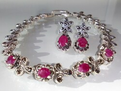 Ruby marcasite bracelet and earring jewelry set!