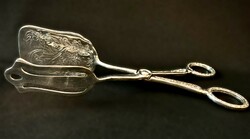 Silver-plated cake or cake tongs