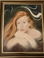 Szepesi Andor - Vörös hajú lány festmény