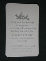 Kártyanaptár, ünnepi, Kovács Ferenc, szerszám és műszaki kereskedő, Bonyhád ,1998, (6)