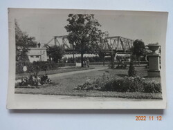 Old postcard: Szolnok, Tisza Bridge, 1956