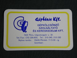 Kártyanaptár, Gépbázis Kft., gépkölcsönző szolgáltató, Pécs,1998, (6)