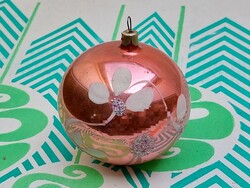 Old glass Christmas tree ornament painted sphere Russian glass ornament