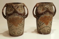 Pair of art nouveau majolica vases wilhelm schiller&sons