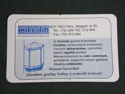 Kártyanaptár, Mikrolift Kft., liftek felvonók építés,karbantartás,javítás, Pécs ,1998, (6)