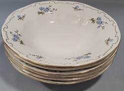 Zsolnay blue peach flower pattern 6 porcelain deep plates