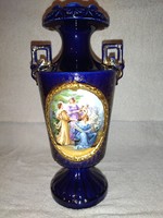 1920 körüli Gyönyörű Josef Strnact Ausztria kézzel festett váza aranyozott