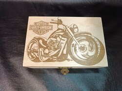 Harley Davidson Zsebóra ajándék fa dobozban egyedi kézműves