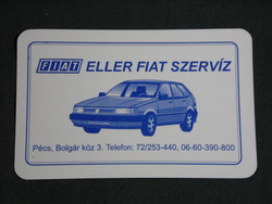 Kártyanaptár, FIAT Eller, Pécs, FIAT autó szerviz, grafikai rajzos,1999, (6)