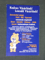 Kártyanaptár,Budapest,Bruno Keleti pályaudvar,átjáró,aluljáró ruházat divat üzlet,grafikai,1999, (6)