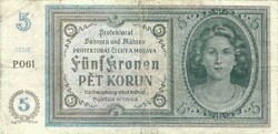 5 korun korona kronen 1942 Cseh Morva Protectorátus 3.
