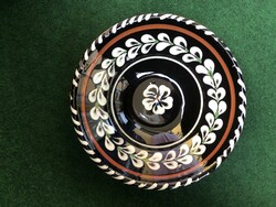 Sárospataki glazed 20x6 cm ceramic bowl, wall plate for sale - Győr