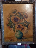 Hermann ratsch - still life, vase with sunflowers