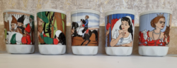 Zsolnay snow white fairy tale patterned porcelain cup set