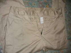 Vila, beige 100% cotton high-waisted trousers