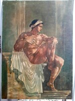 Large-Size Male Nude Painting / Michelangelo Salamon / from the 1900s