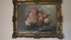Károly Slosár (1903-1978) painter Bouquet of flowers c. His painting, size 98*77 cm, is flawless