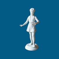 Drasche/Kőbánya festetlen porcelán figura, olvasó lány