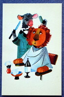 Retro greeting card by Irene Tomaska - at the lion's hairdresser