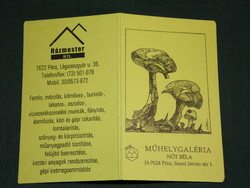 Kártyanaptár, Pécs Műhelygaléria, grafikai rajzos,művészet, gomba, 1999, (6)