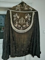 Rare! A curiosity! Black, hand-embroidered silk brocade cloak. Priestly, liturgical garment.