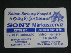 Kártyanaptár, SONY Márkaszerviz, Pécs, Pécsvárad, 1999, (6)